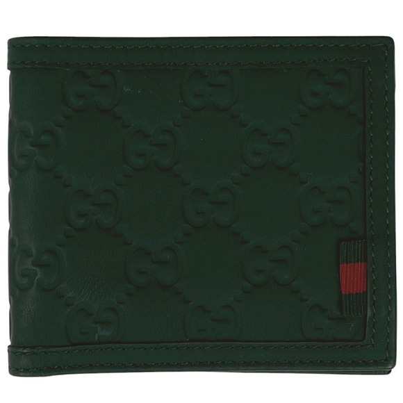 Gucci GG Rubber Bifold Wallet Guccissima Web Leather Green - Picture 1 of 5